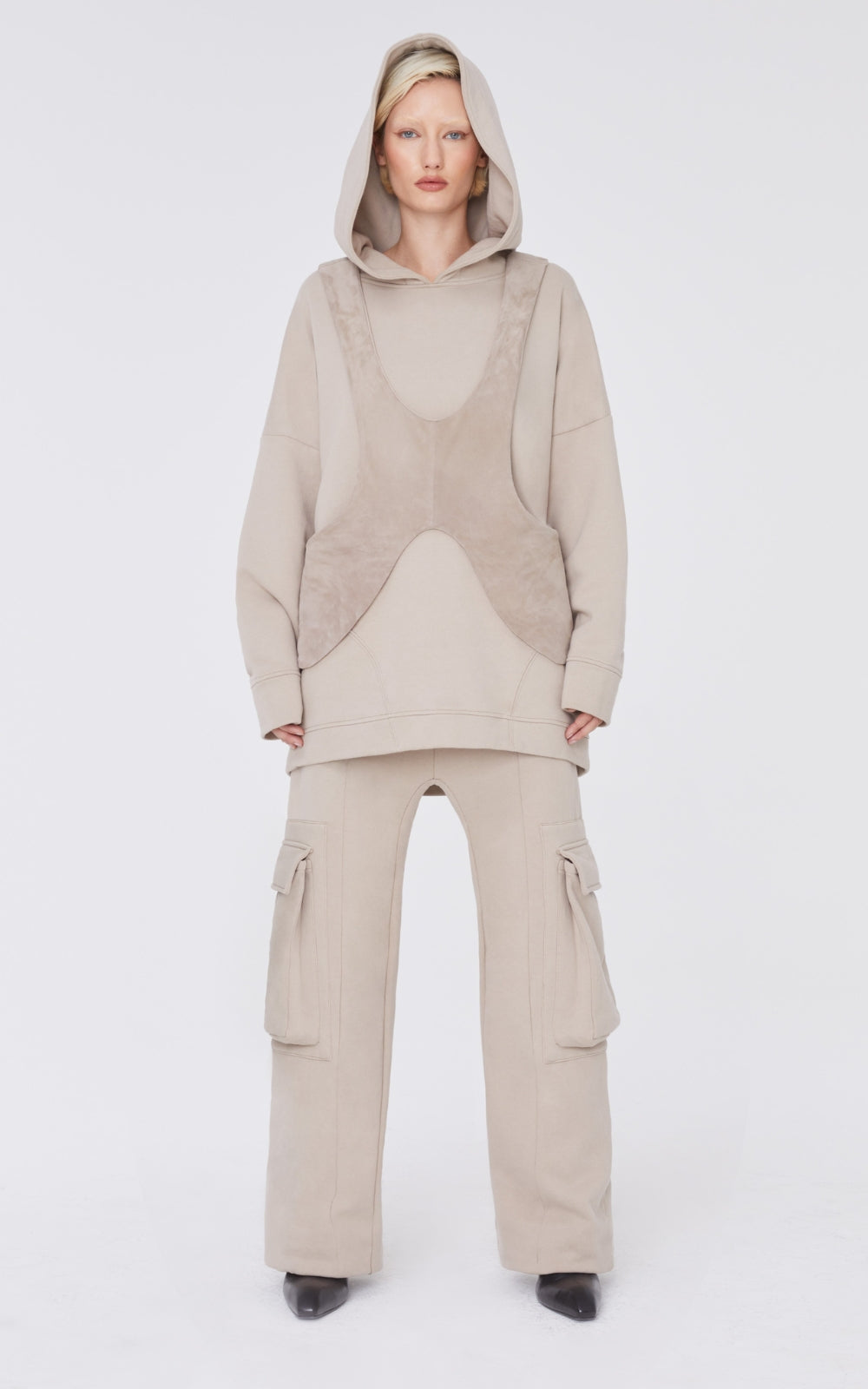 Suede Vest-Hoodie Set