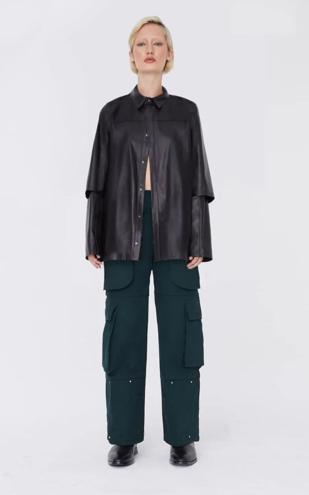 Adjustable Cargo Pants In Teal