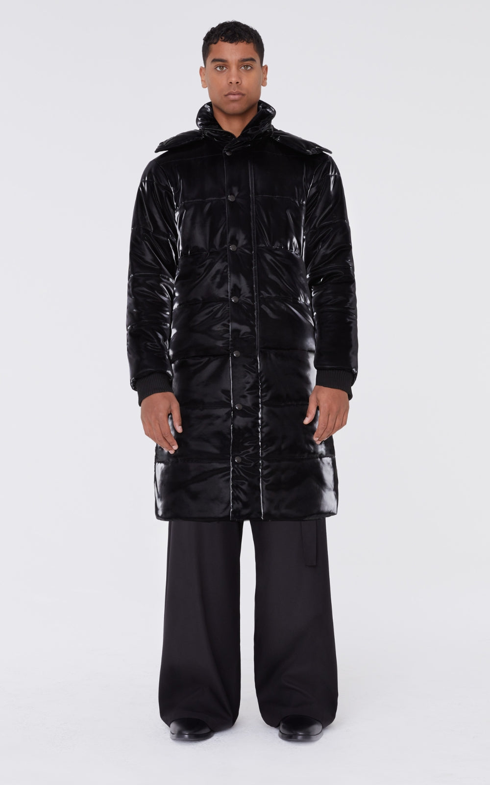 Long Quilted Puffer In Black