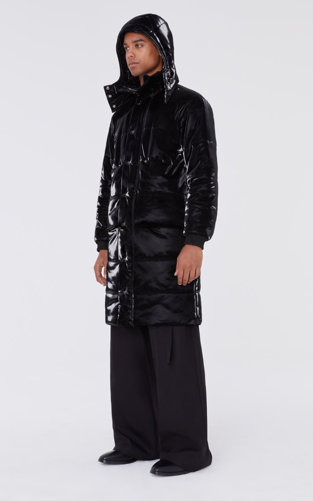 Long Quilted Puffer In Black