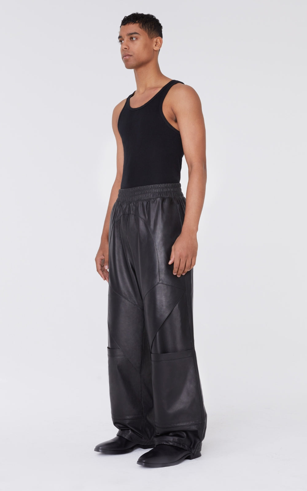 Leather Lapel Pants