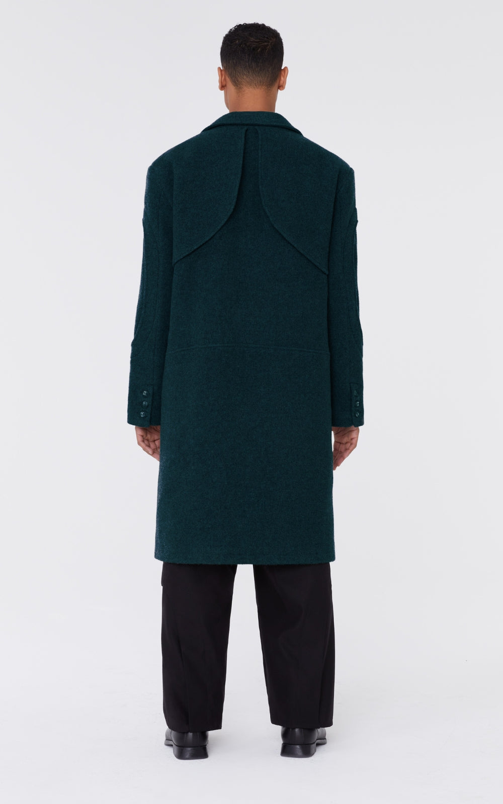 Layered Wool Trench In Teal