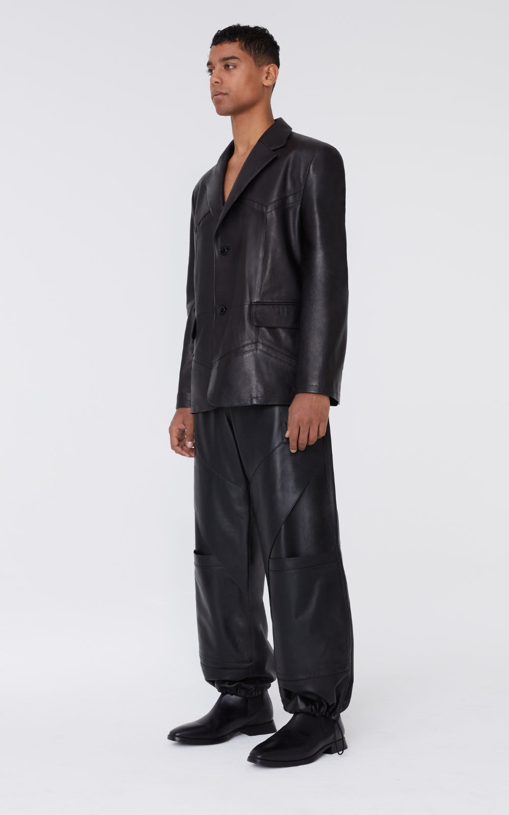 Leather Blazer In Black