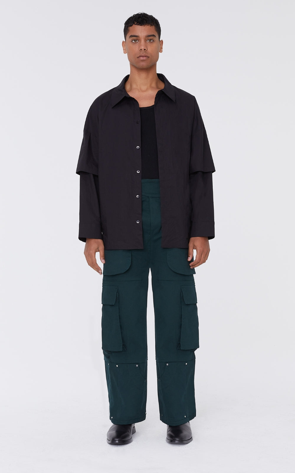 Adjustable Cargo Pants In Teal