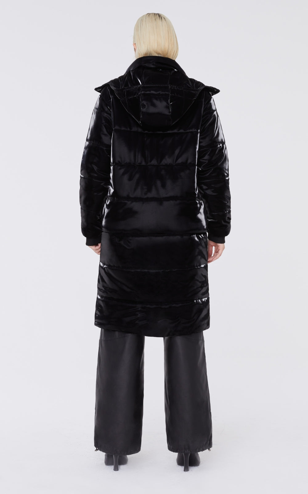 Long Quilted Puffer In Black