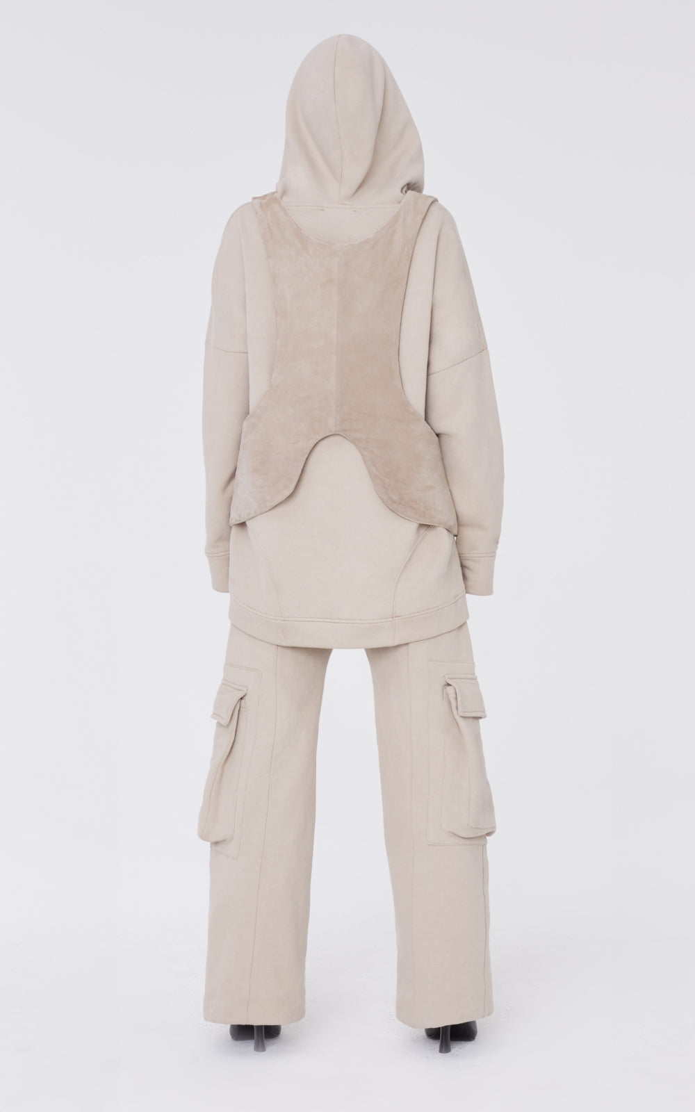 Suede Vest-Hoodie Set