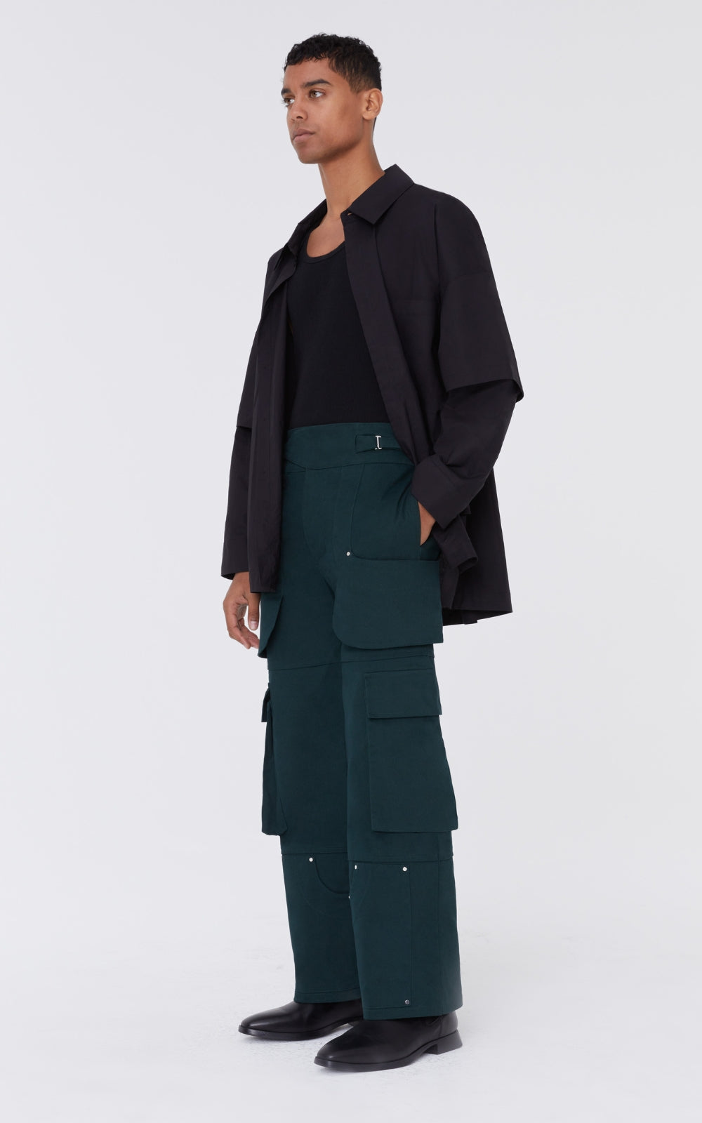 Adjustable Cargo Pants In Teal