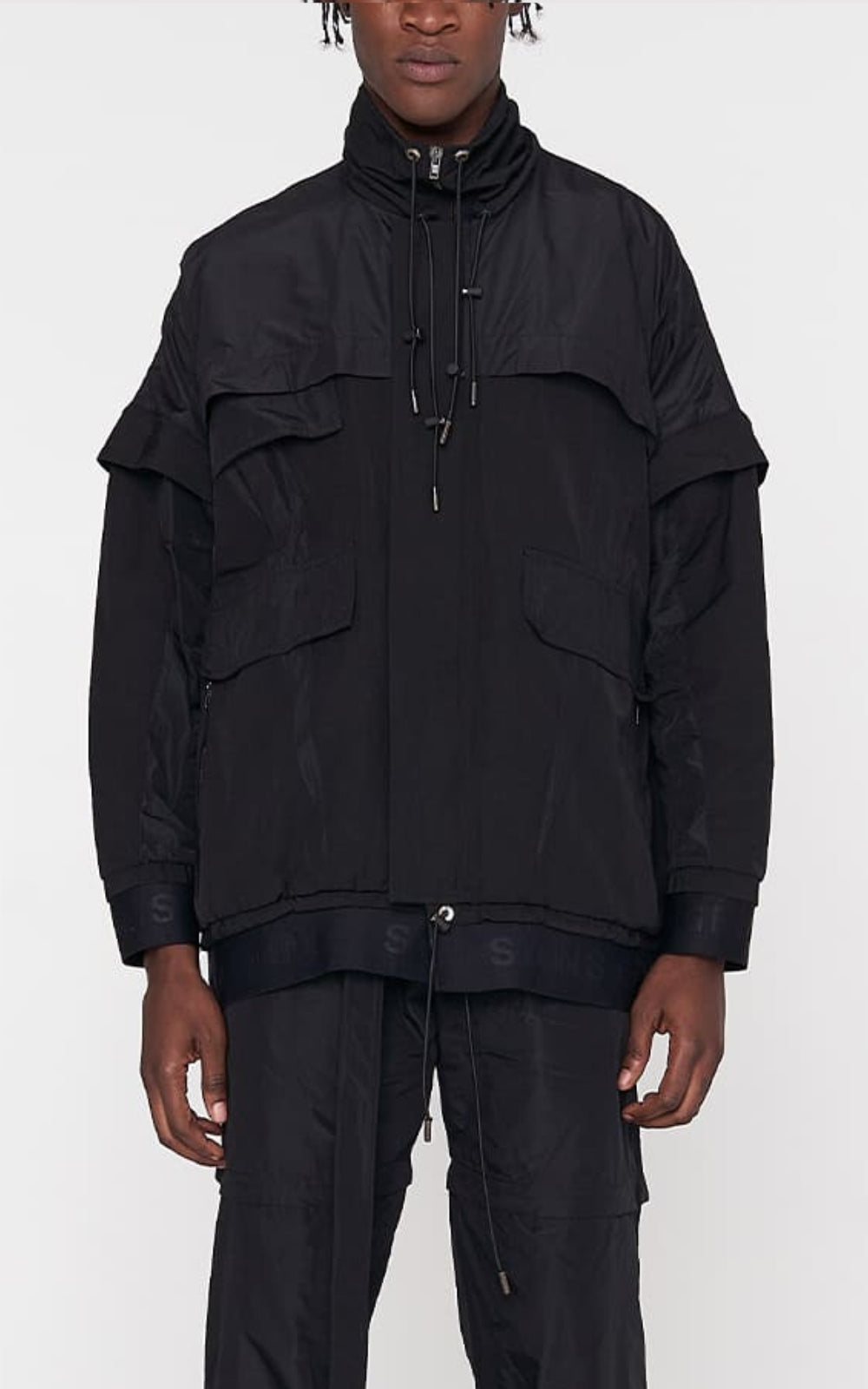 Convertible Nylon Jacket in Black