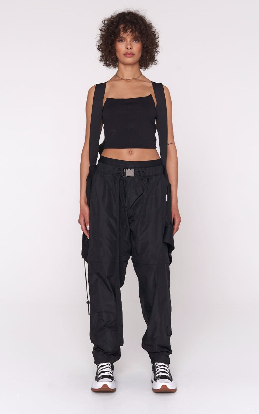 Convertible Nylon Pant in Black