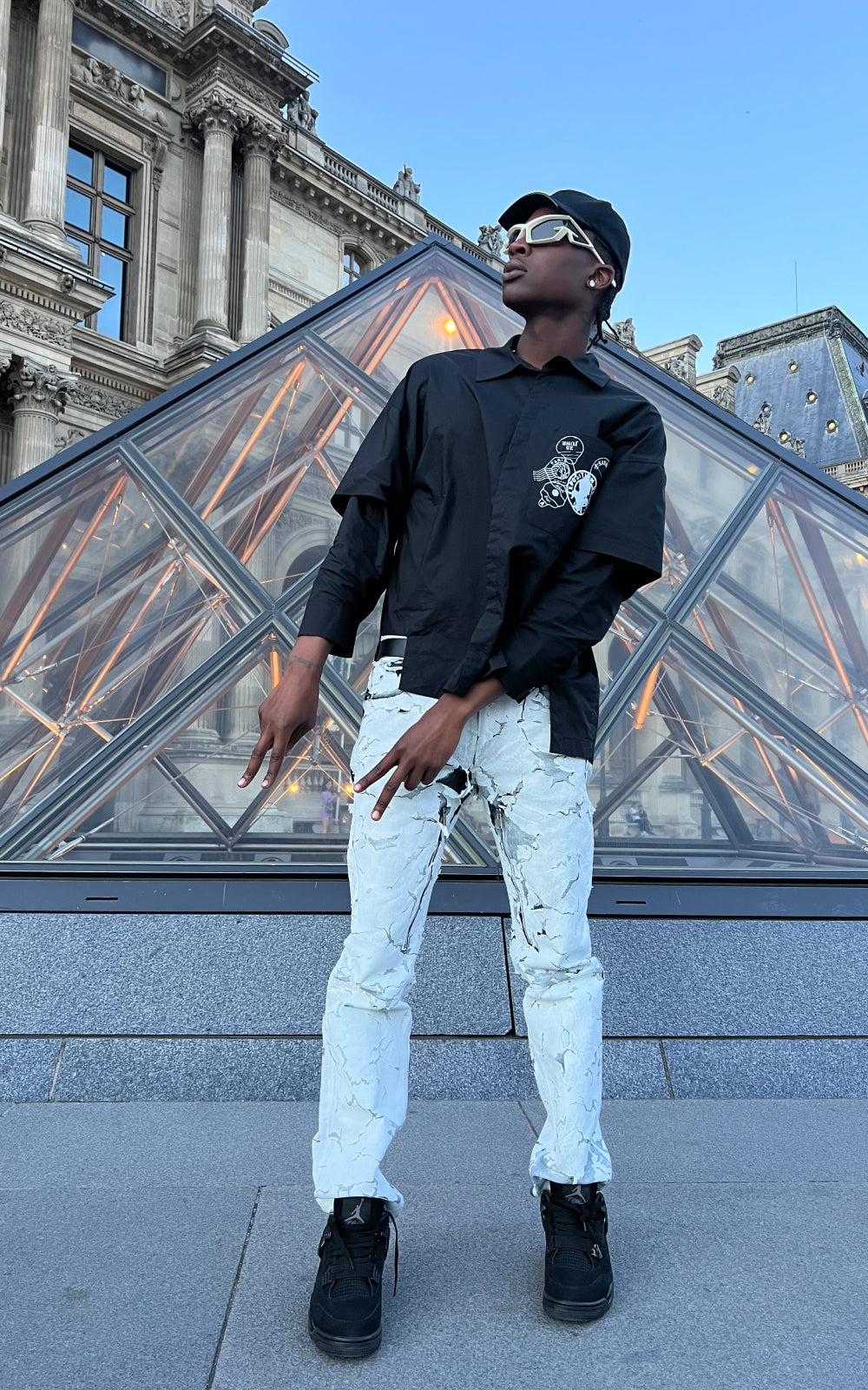 Sans Gêne x Bloody Dior Layered Sleeve Shirt In Black