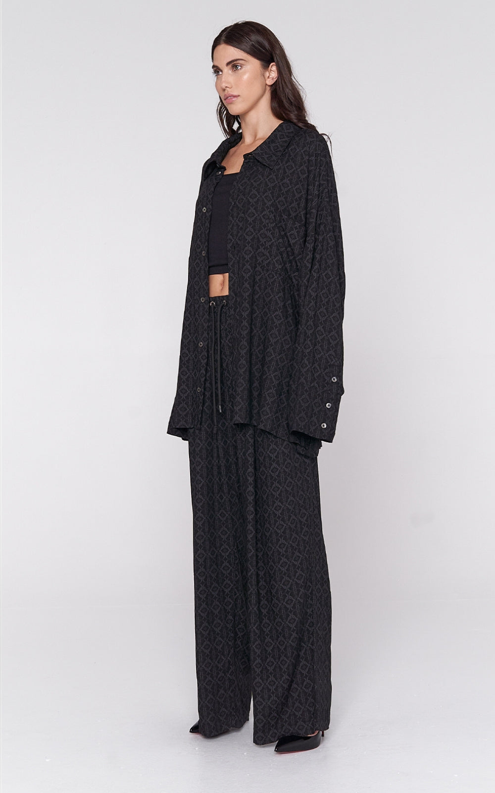 Oversized Viscose Pant in Black