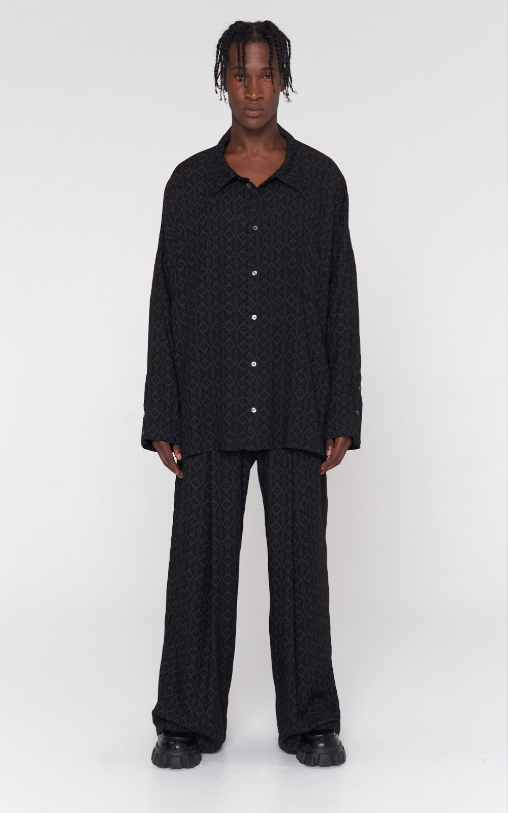 Oversized Viscose Shirt in Black