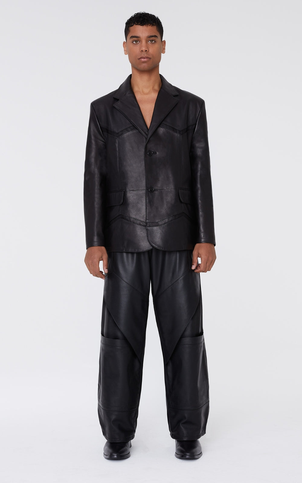 Leather Blazer In Black