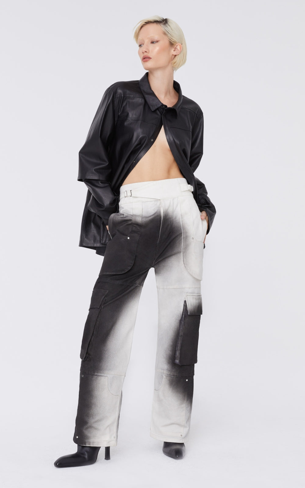 Adjustable Black Airbrush Cargo Pants