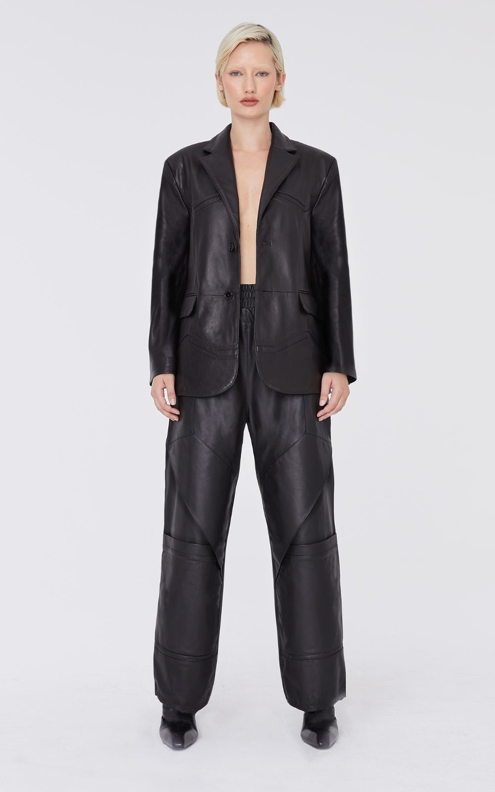 Leather Blazer In Black