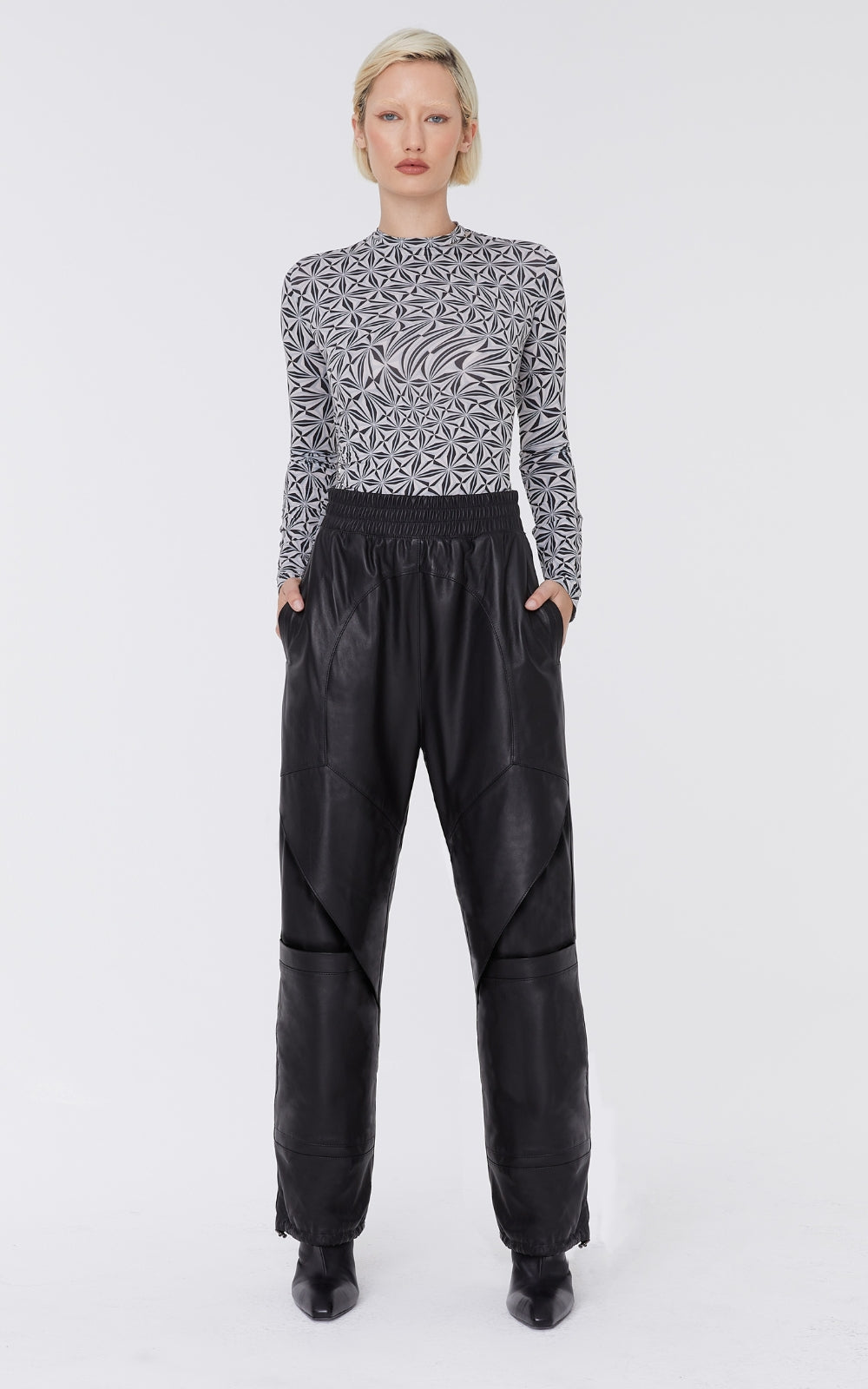 Leather Lapel Pants
