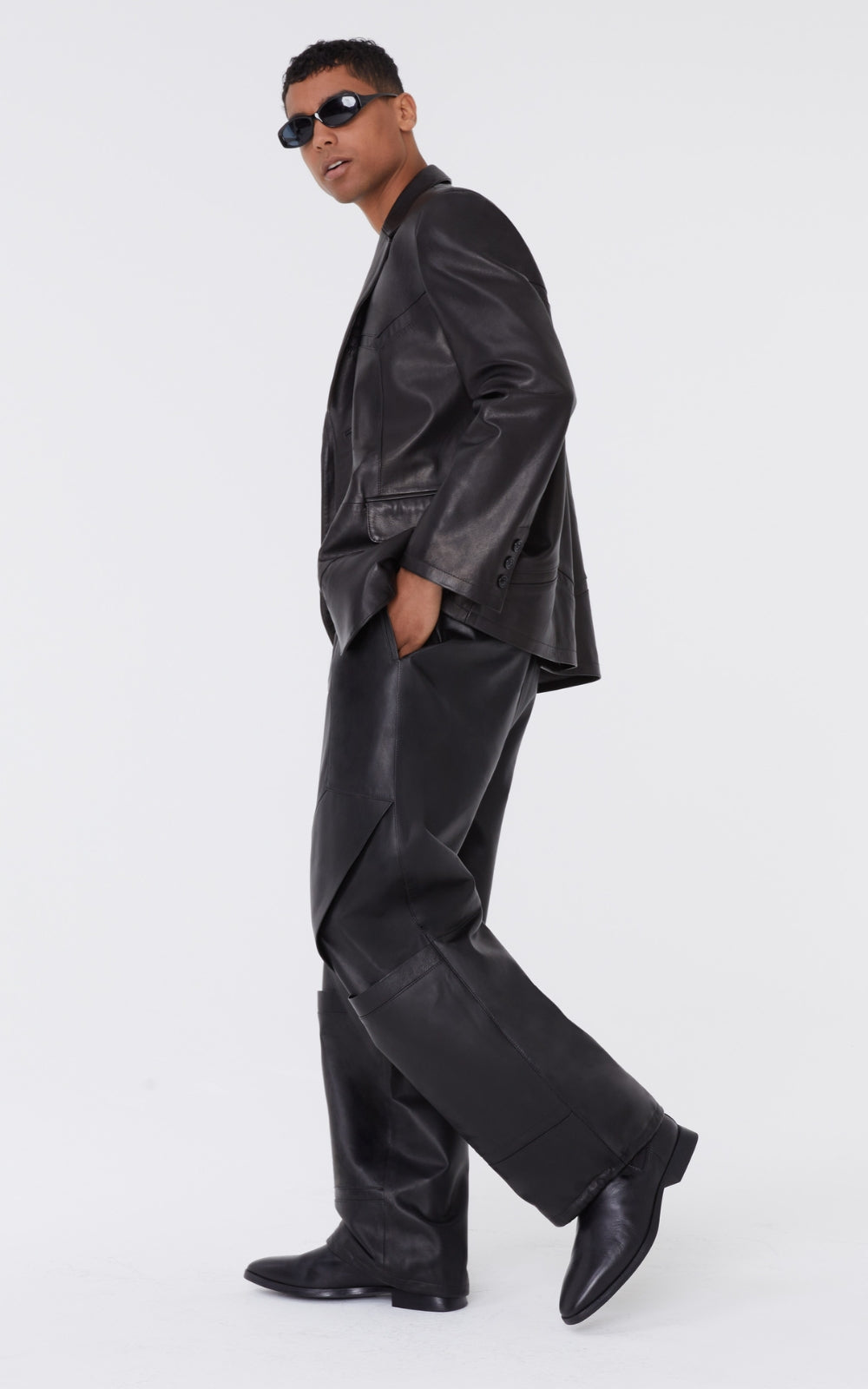 Leather Blazer In Black