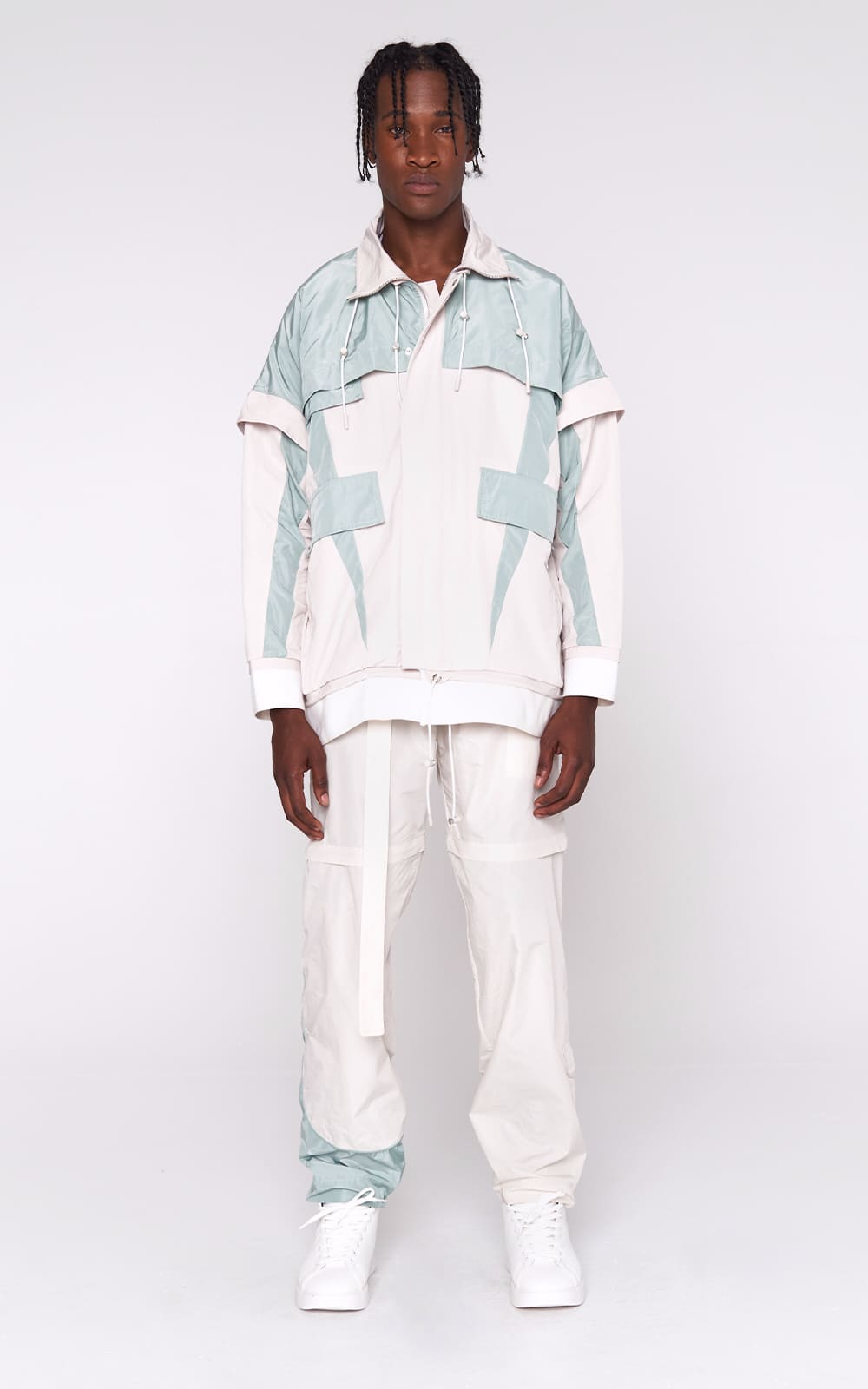 sans-gene-ivory-nylon-jacket-frontview