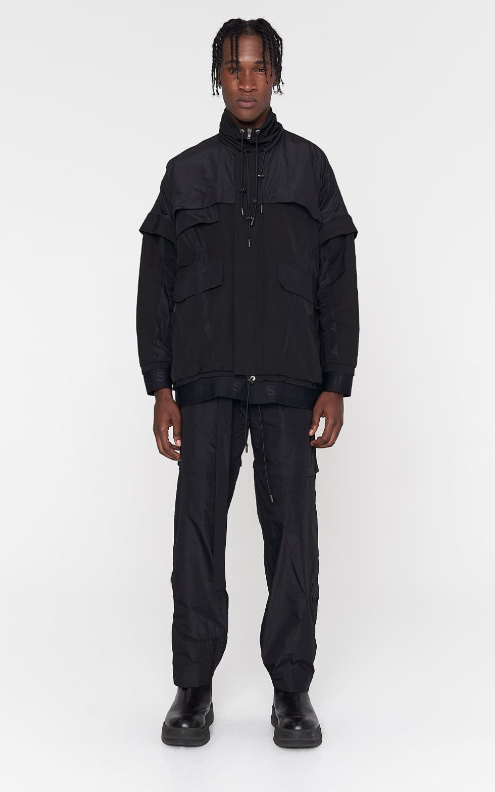 Convertible Nylon Jacket in Black