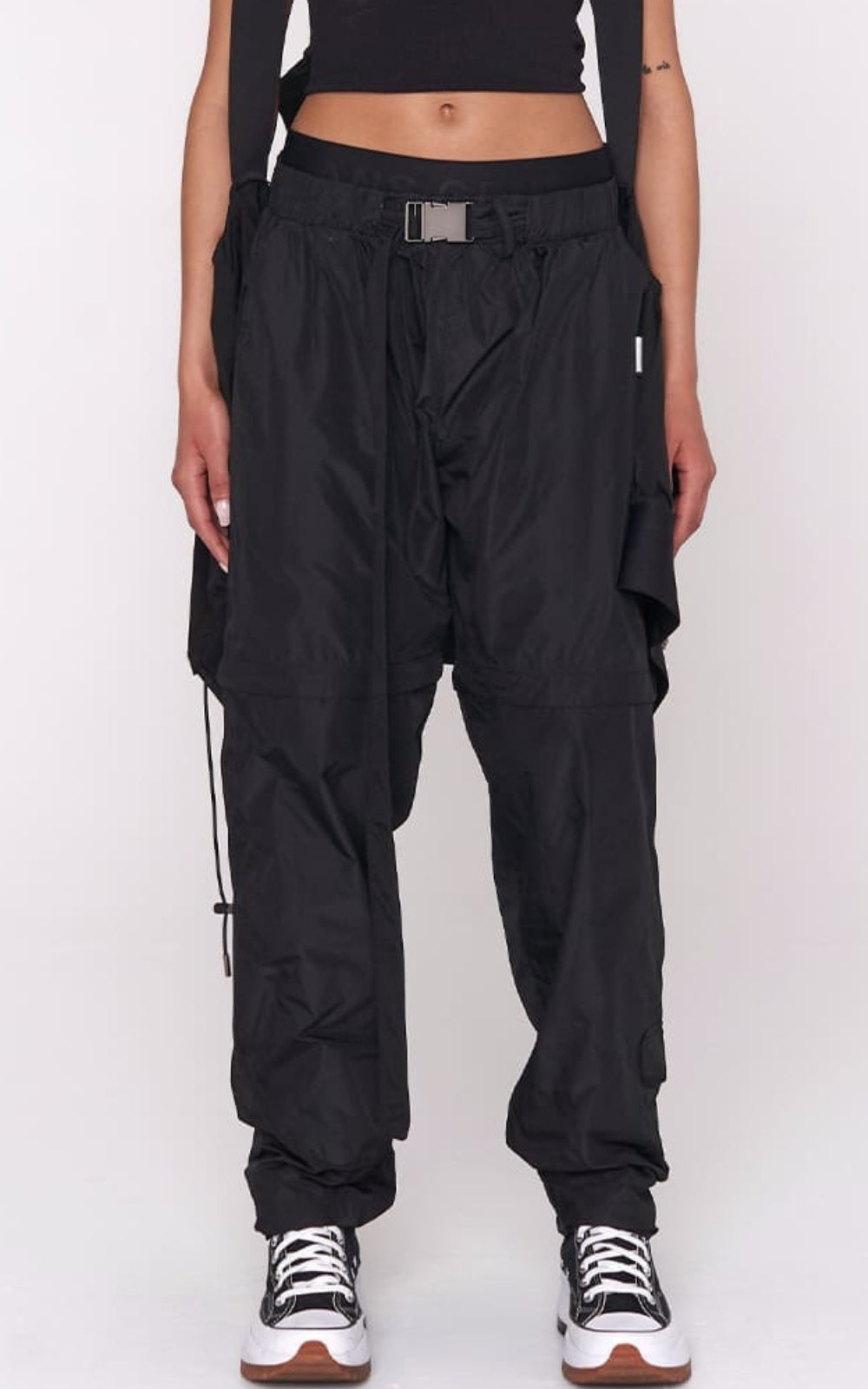 Convertible Nylon Pant in Black