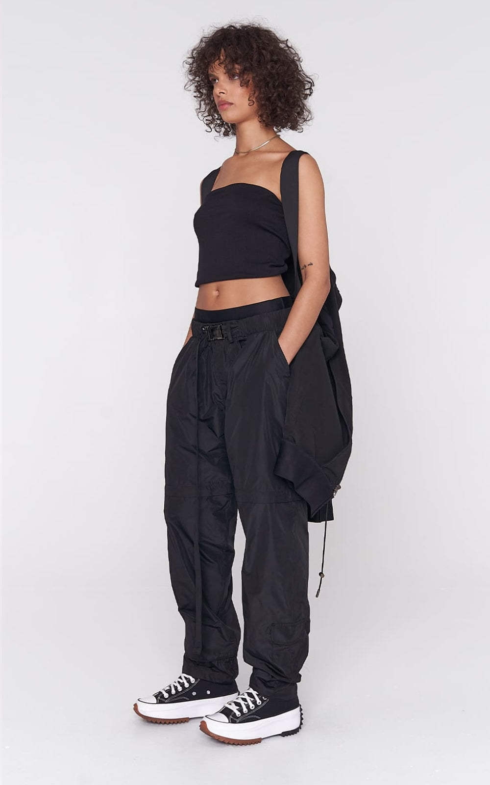 Convertible Nylon Pant in Black