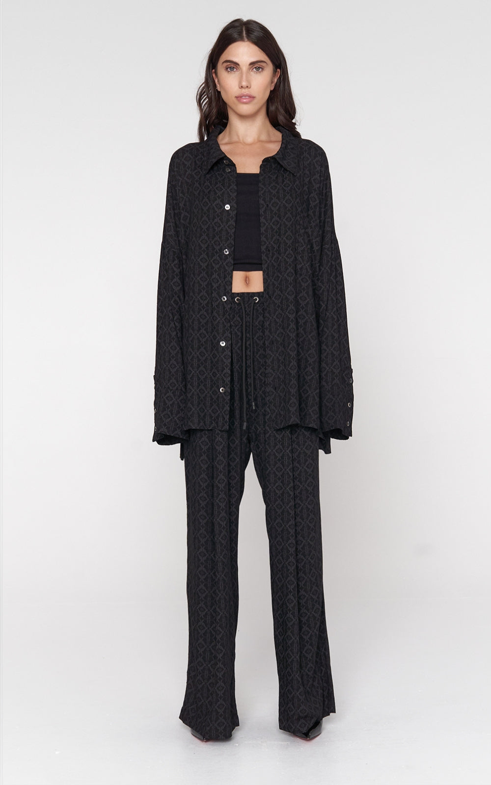 Oversized Viscose Pant in Black