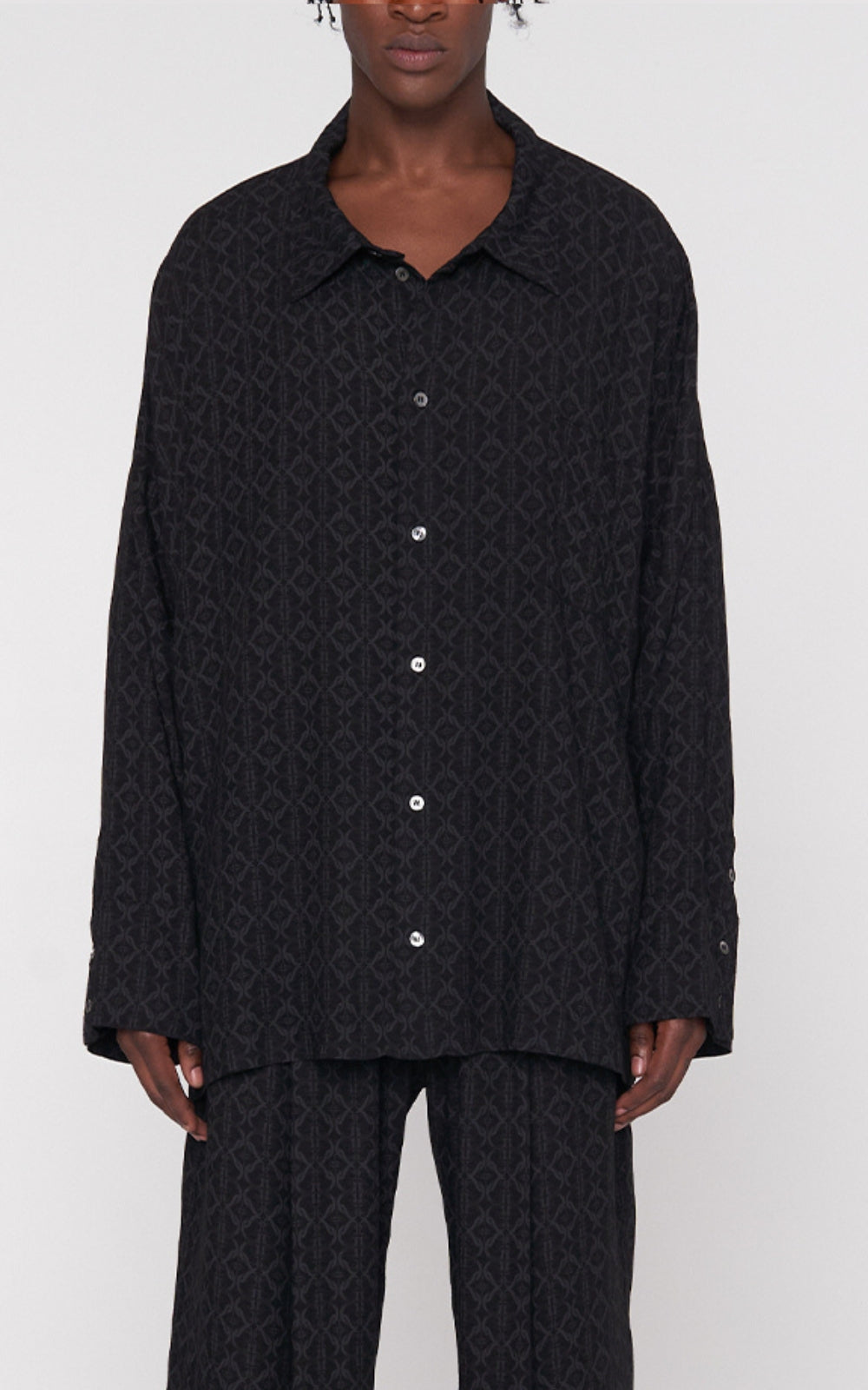 Oversized Viscose Shirt in Black