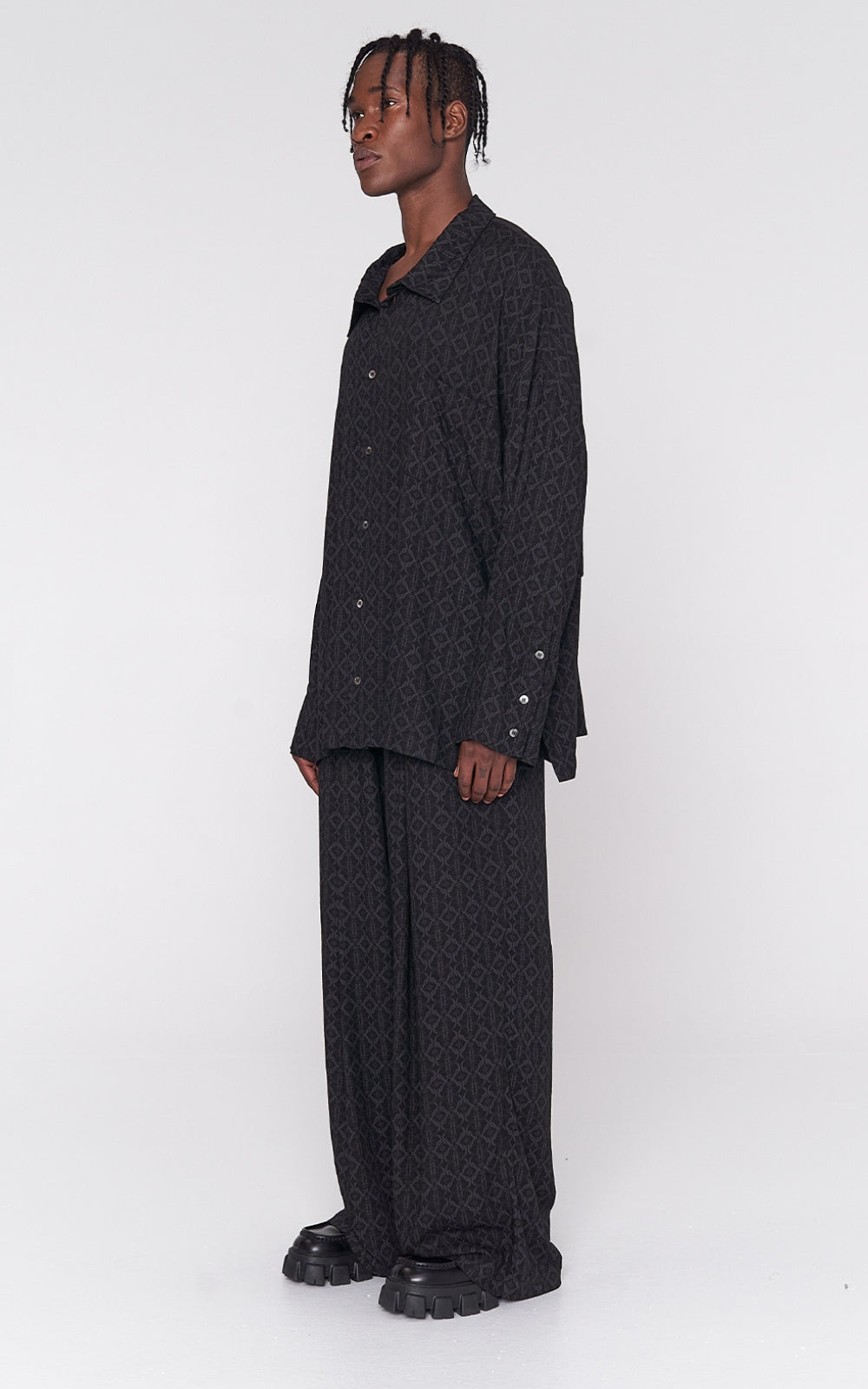 Oversized Viscose Shirt in Black