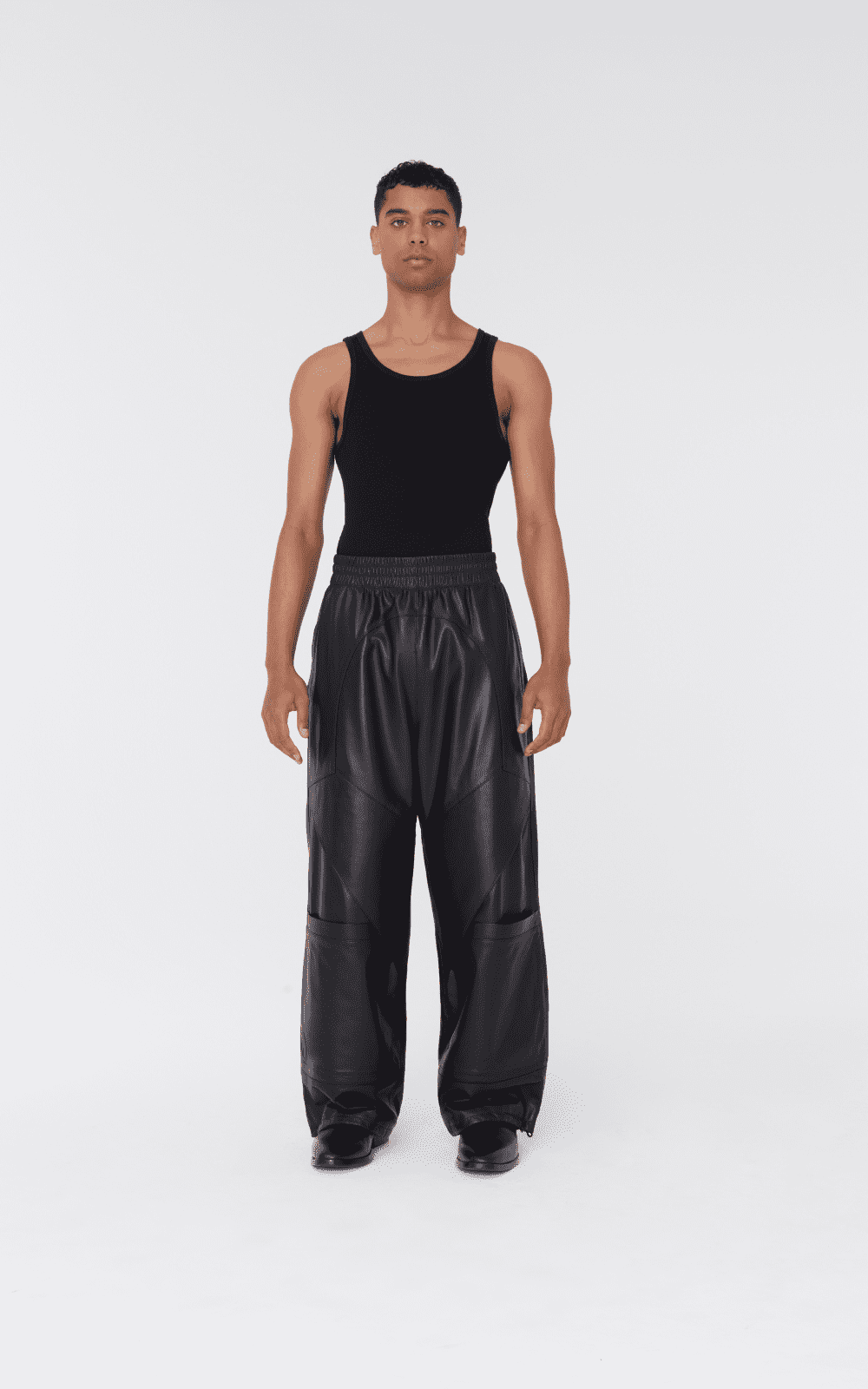 sans-gene-black-leather-pants-frontview