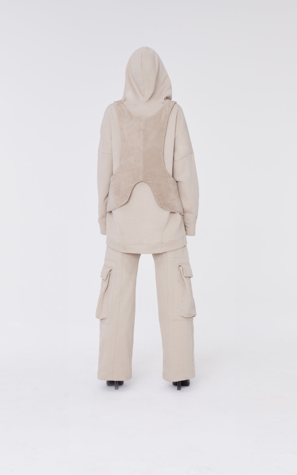 Suede Vest-Hoodie Set