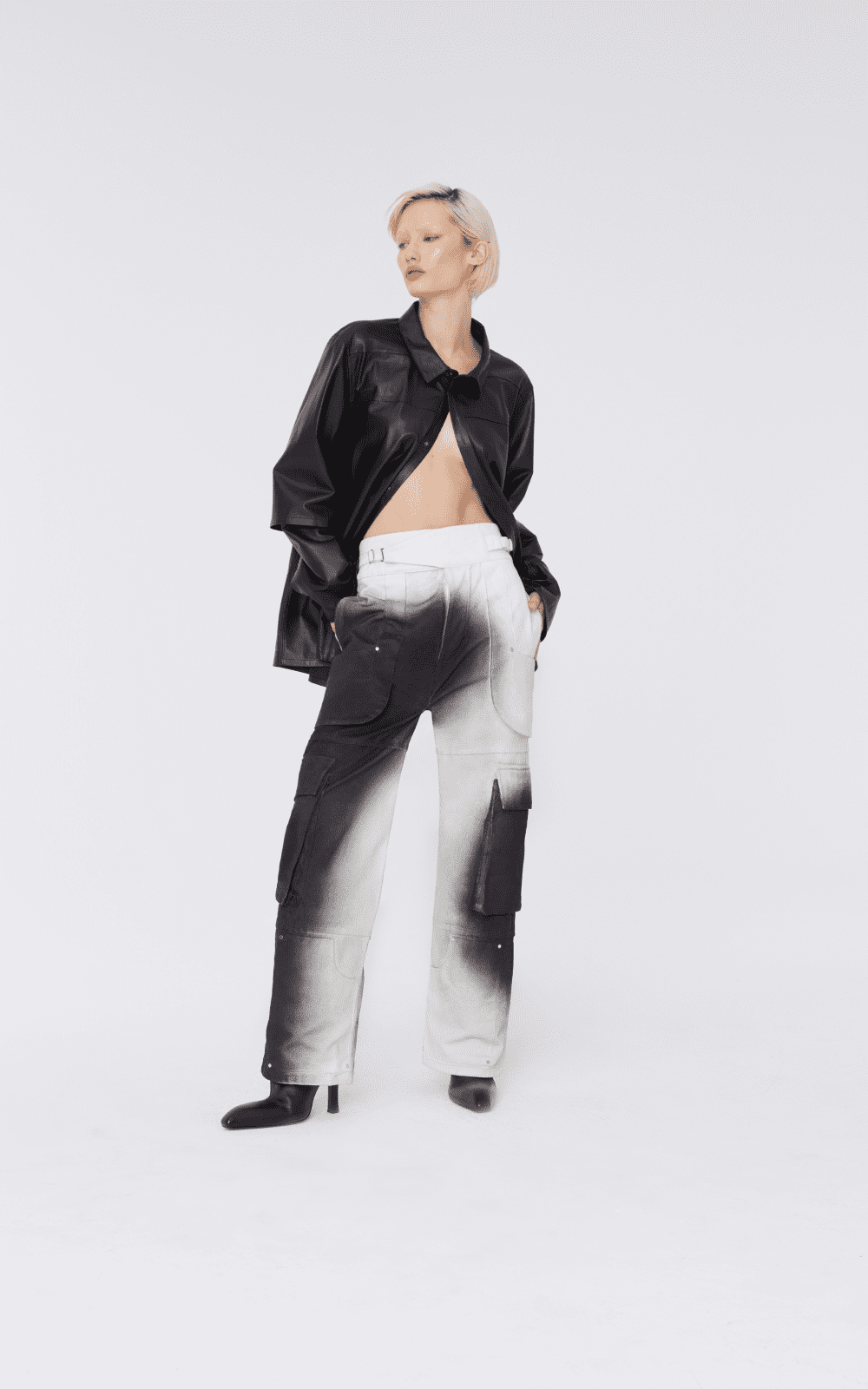 sans-gene-black-airbrushed-cargo-pants-frontview