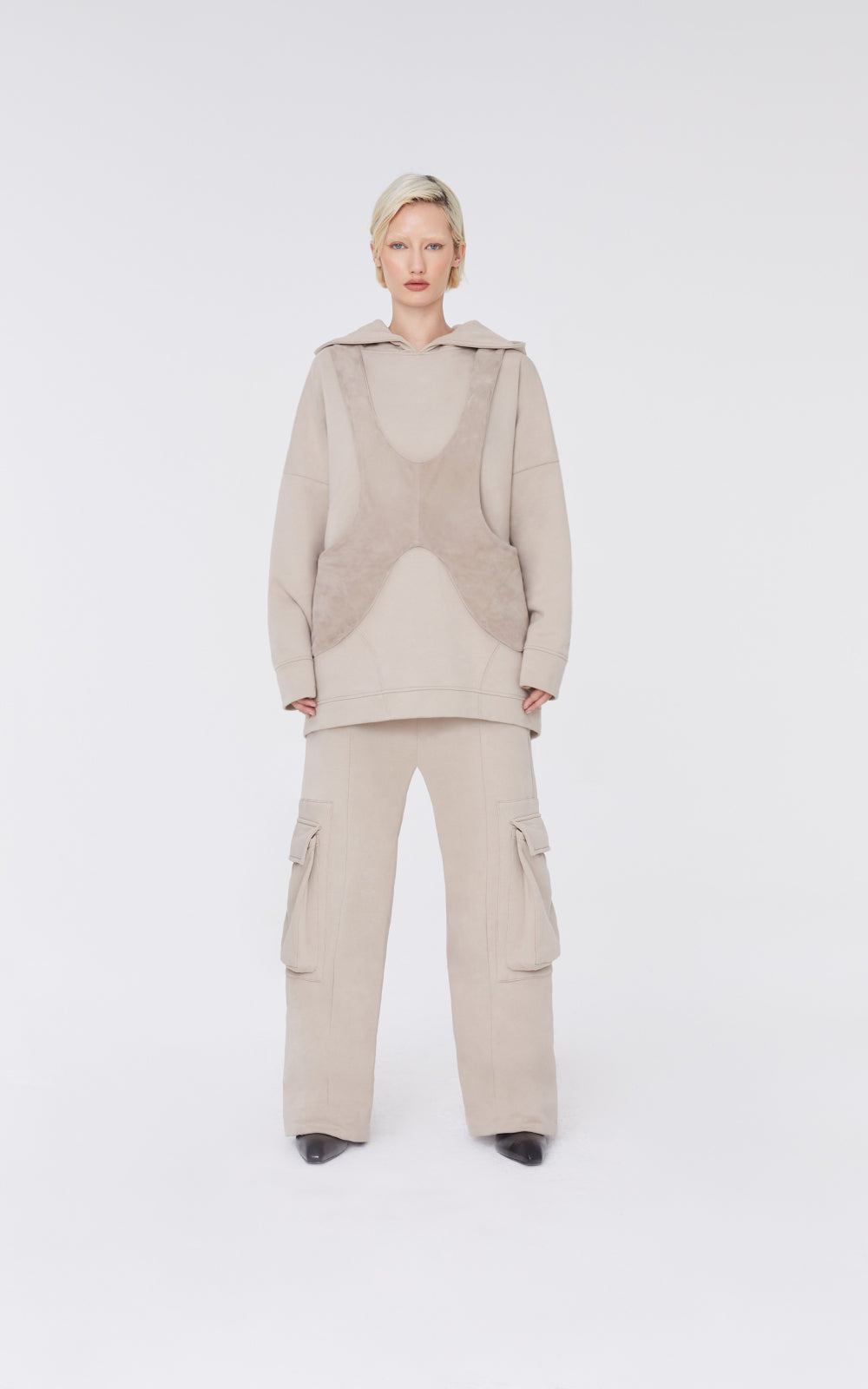 Suede Vest-Hoodie Set