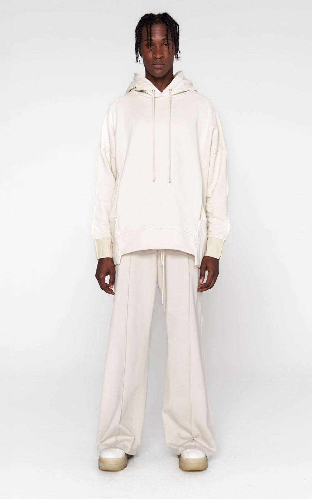 Zip Sleeve Hoodie in Ivory