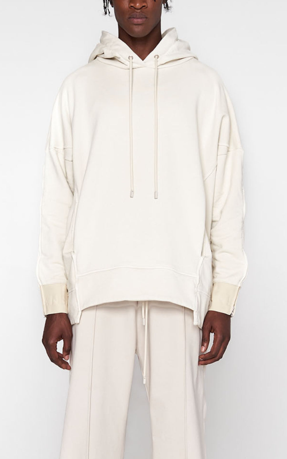 Zip Sleeve Hoodie in Ivory