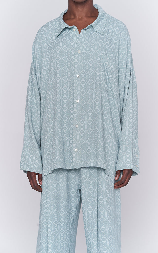 Oversized Viscose Shirt in Mint