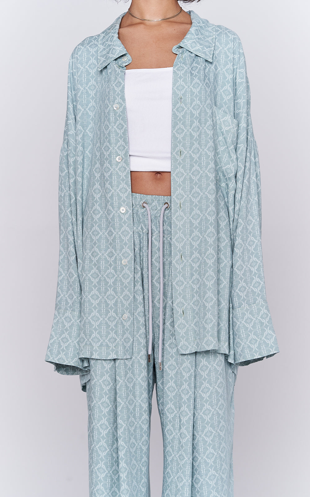 Oversized Viscose Shirt in Mint