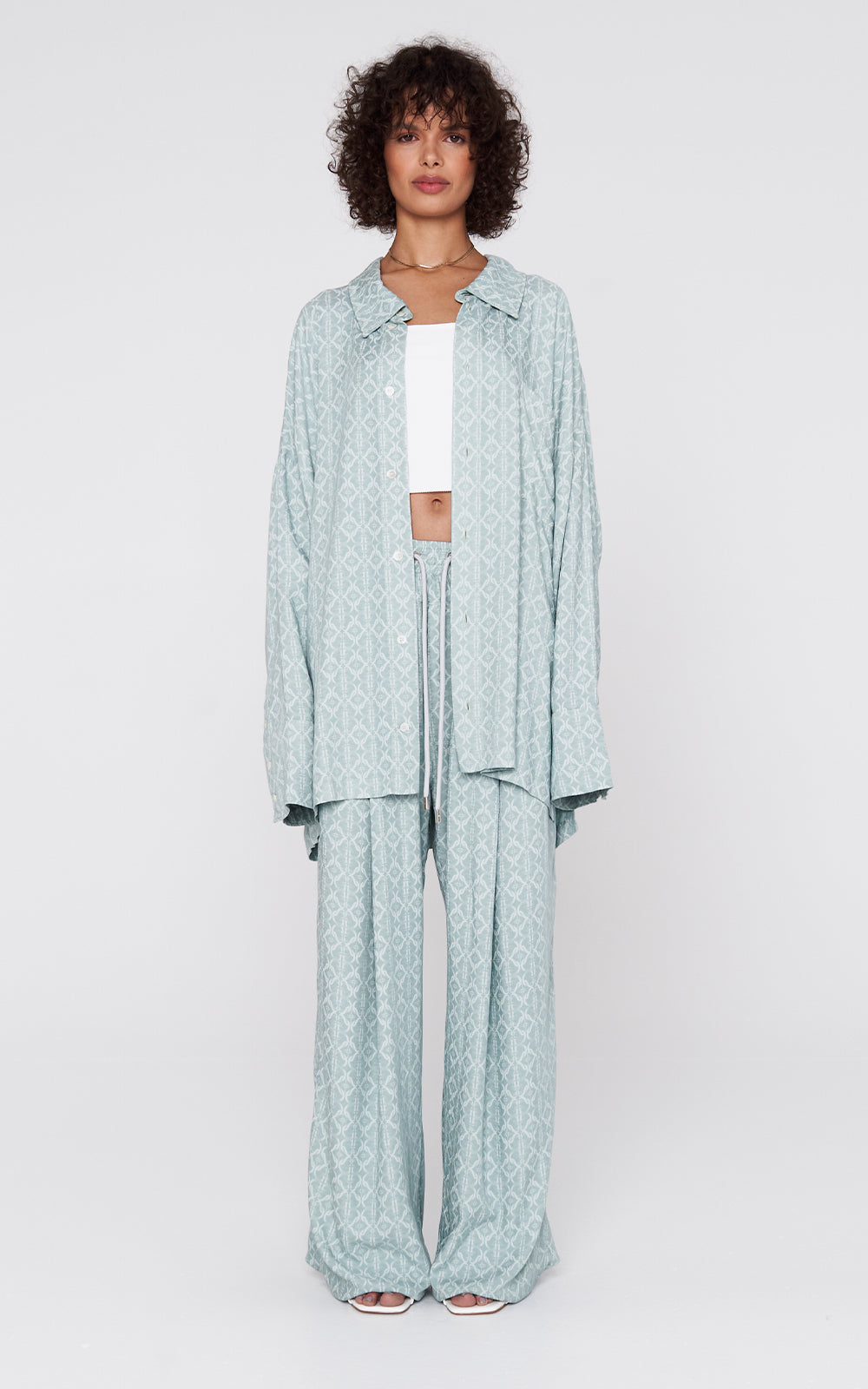 Oversized Viscose Shirt in Mint