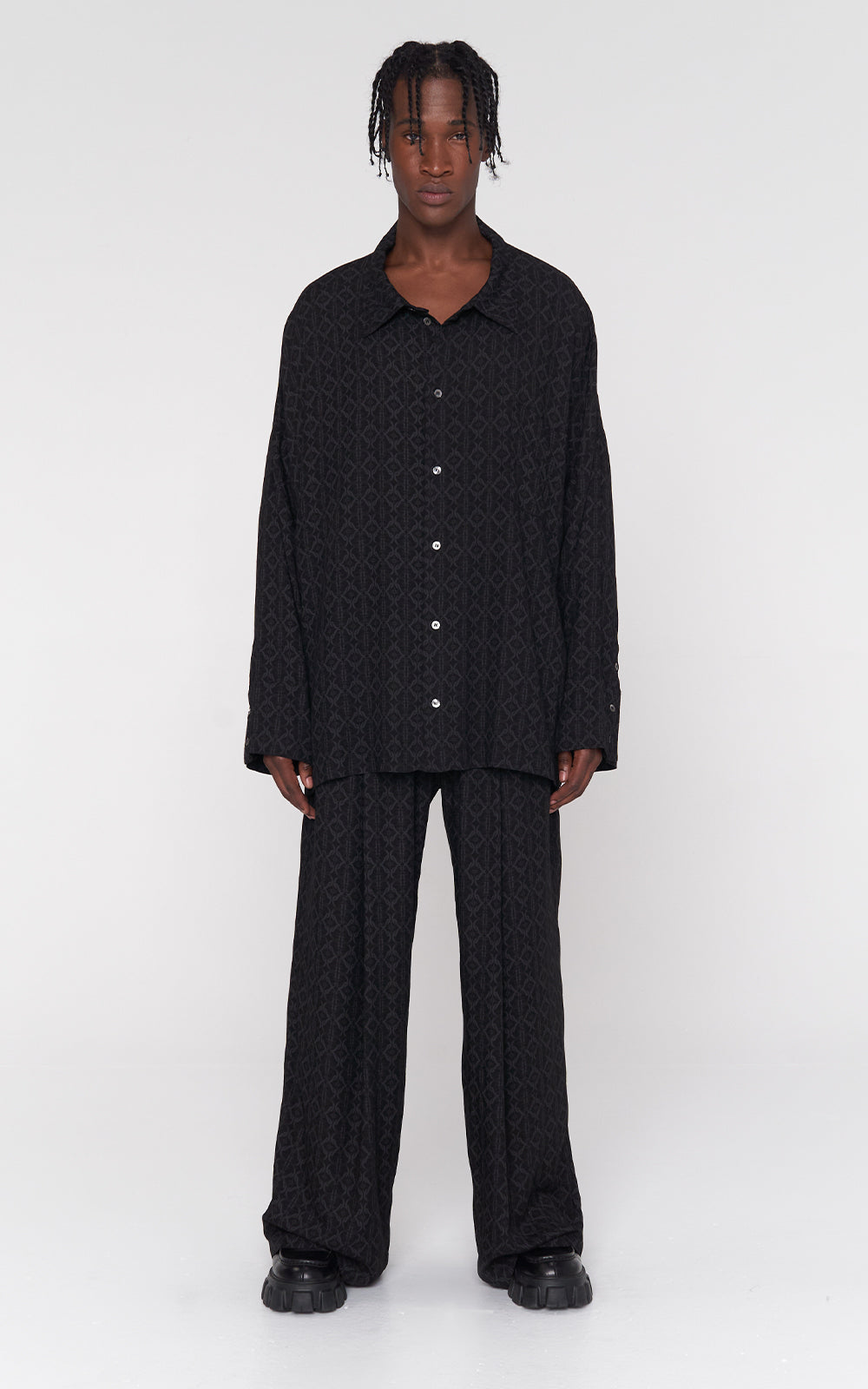 Oversized Viscose Shirt in Black