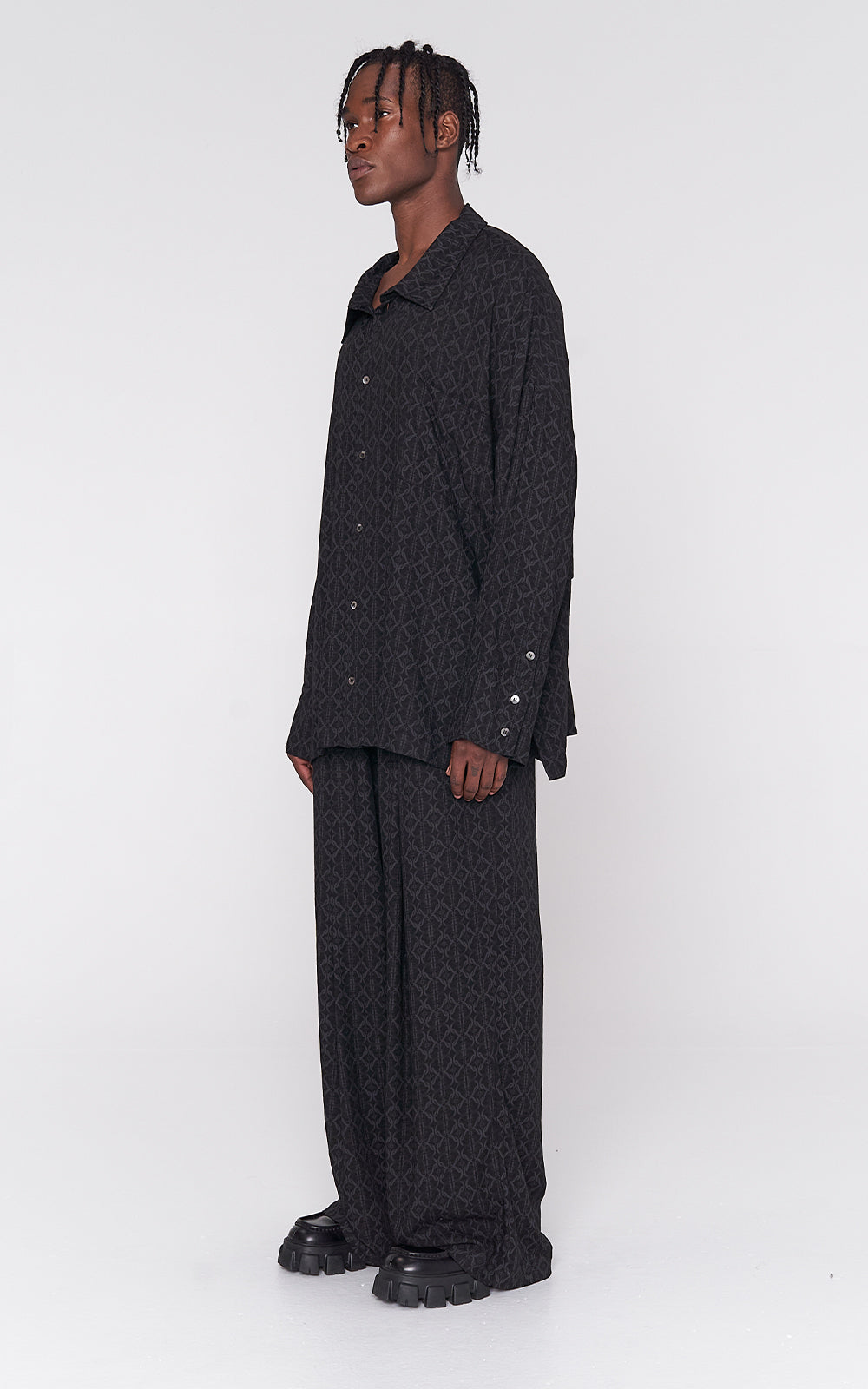Oversized Viscose Shirt in Black