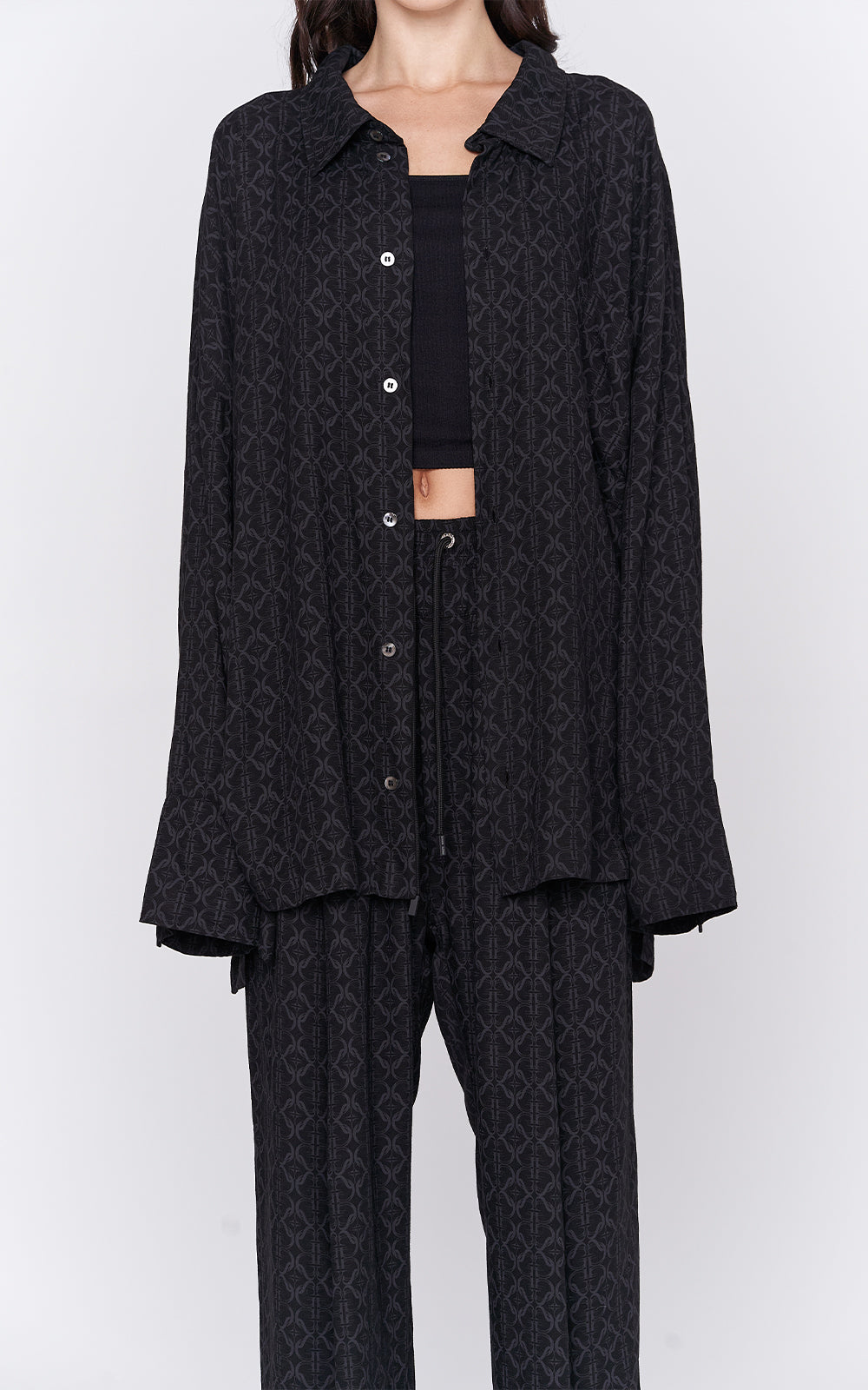 Oversized Viscose Shirt in Black