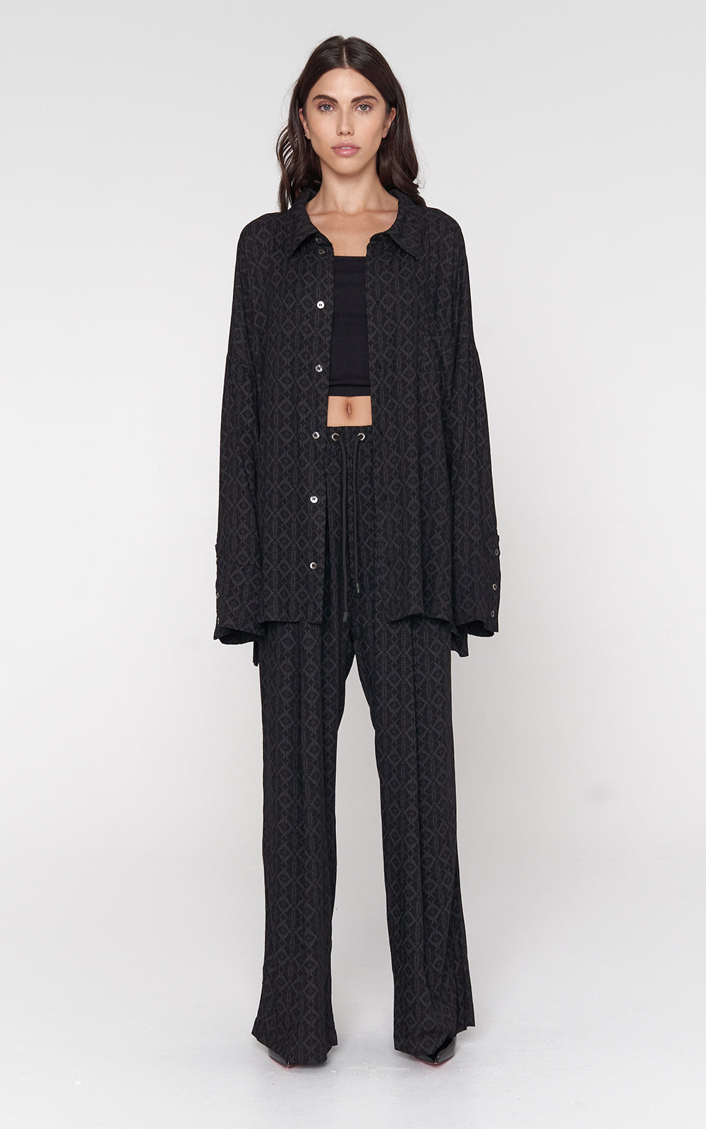 Oversized Viscose Shirt in Black