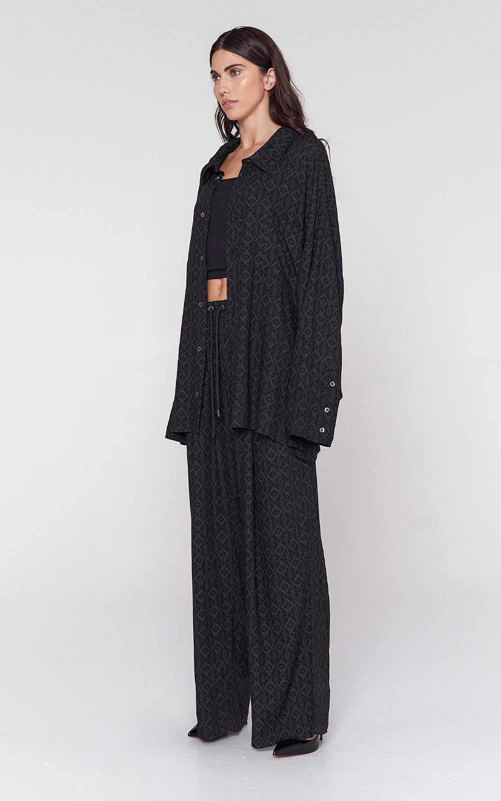 Oversized Viscose Shirt in Black
